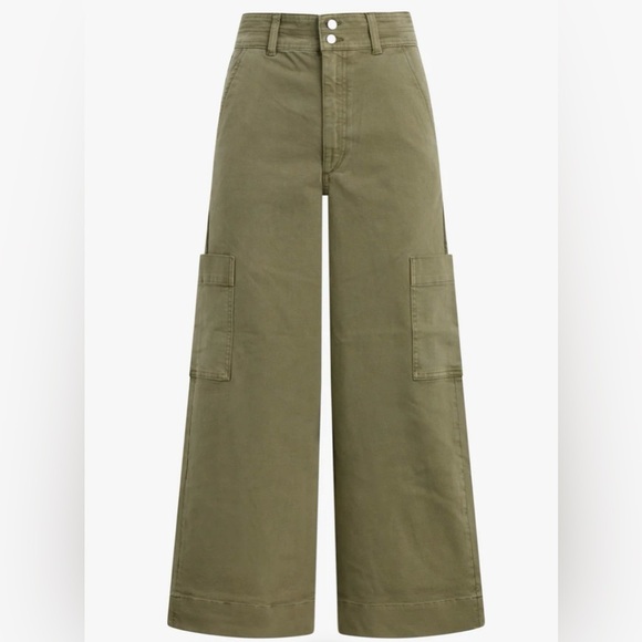 Joe’s Jeans NWT SZ 25 The Milla High Rise Utility Wide Leg Crop in “Burnt Olive” - Picture 3 of 15